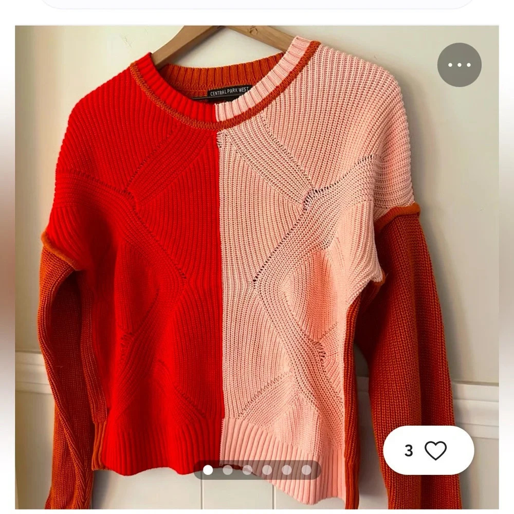 Central Park West Colorblock Cotton Blend Sweater Size Medium Oversize EUC - Picture 2 of 6